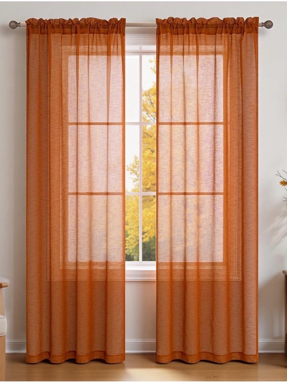 Burnt Orange Semi Sheer Curtains